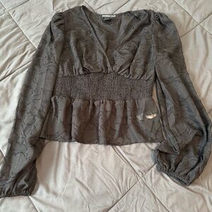 Sincerely Jules black Smocked Peplum Blouse